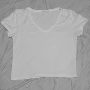 White V-neck cropped t-shirt